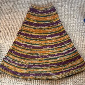 Gabriela Hearst Striped Knit A-Line Skirt in Mustard, Purple, and Green